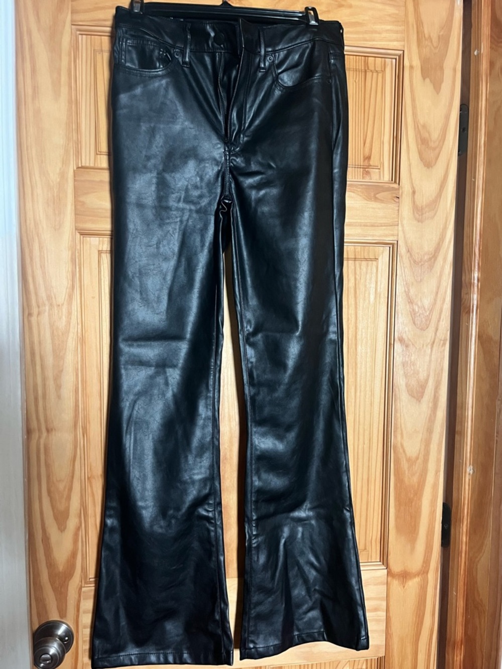 GAP High Rise Vegan Leather '70s Flare Pant, Size 2 - Picture 3 of 6